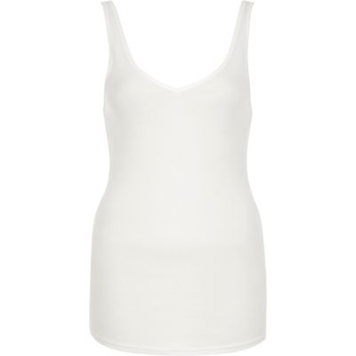 White V-neck longline vest